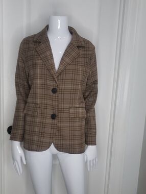 Grace & Chili Brown Plaid Blazer Size Small